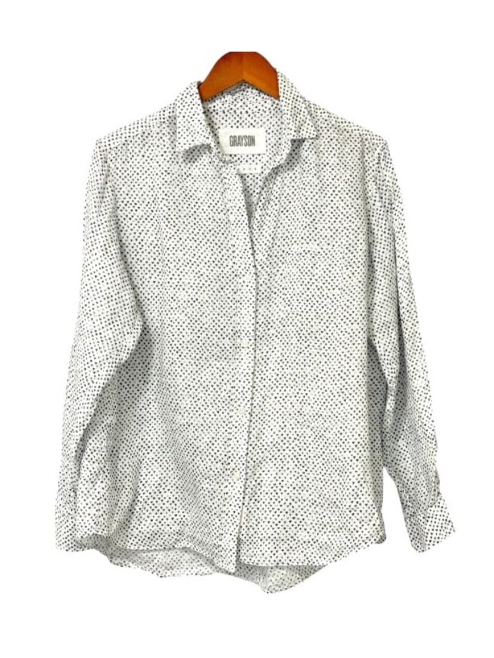 Grayson The Hero Linen Heart Button Up Shirt Capsule Minimalist Womens Size 04/L